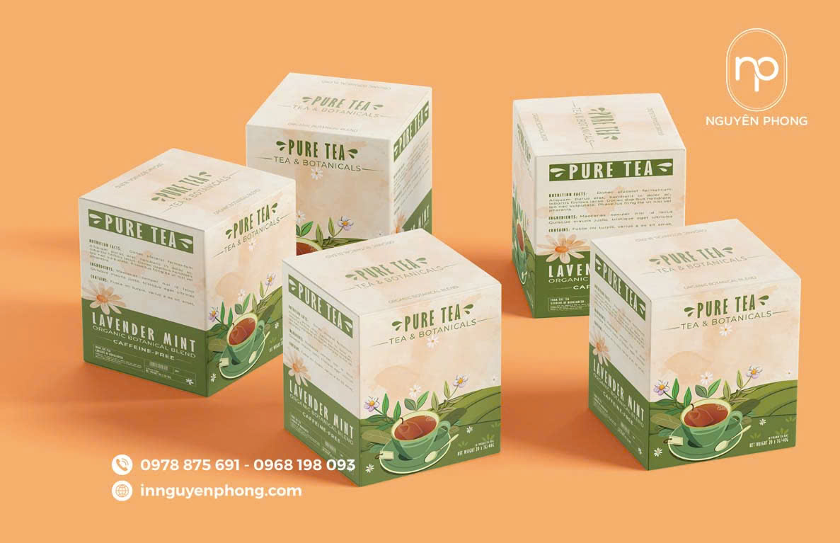 In hộp đựng trà bằng giấy Ivory